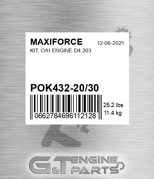 POK432-20/30 Kit, O/h Engine D4.203 for MAXIFORCE
