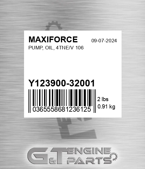 Y123900-32001 Pump, Oil, 4tne/v 106 for MAXIFORCE