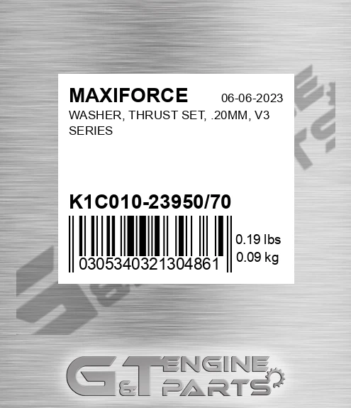 K1C010-23950/70 Washer, Thrust Set, .20mm, V3 Series for MAXIFORCE