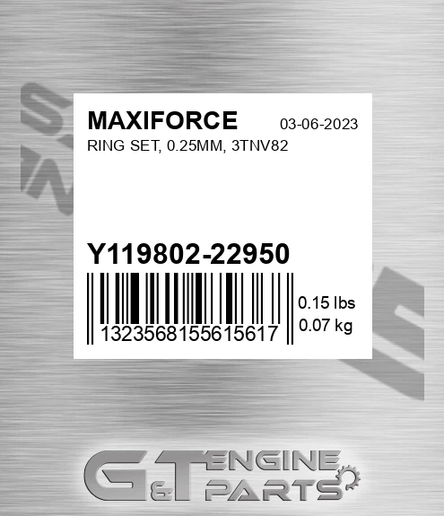 Y119802-22950 Ring Set, 0.25mm, 3tnv82 for MAXIFORCE