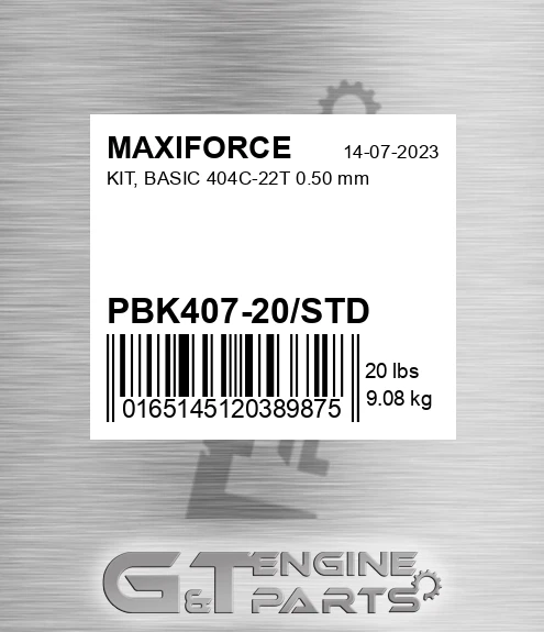 PBK407-20/STD Kit, Basic 404c-22t 0.50 Mm for MAXIFORCE