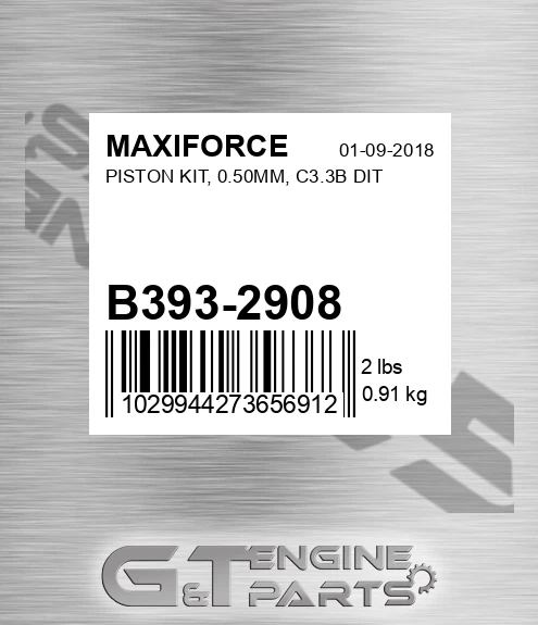 B393-2908 Piston Kit, 0.50mm, C3.3b Dit for MAXIFORCE