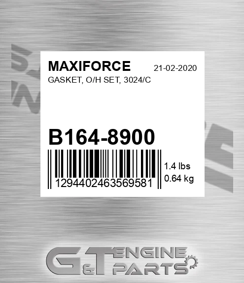 B164-8900 Gasket, O/h Set, 3024/c for MAXIFORCE