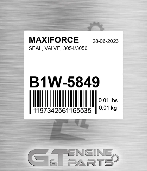 B1W-5849 Seal, Valve, 3054/3056 for MAXIFORCE