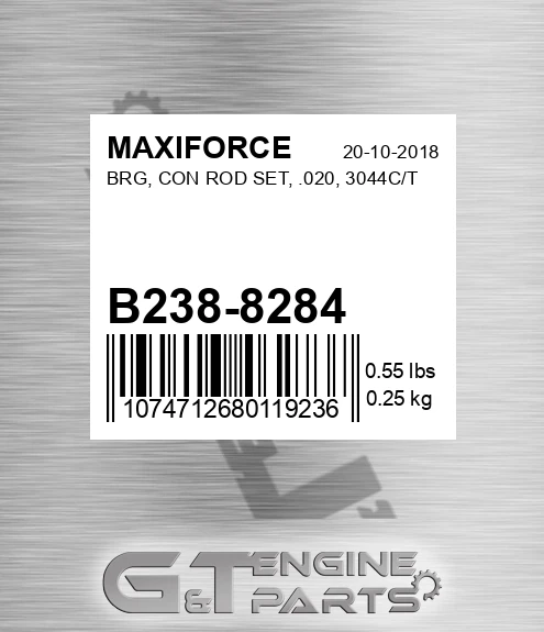 B238-8284 Brg, Con Rod Set, .020, 3044c/t for MAXIFORCE