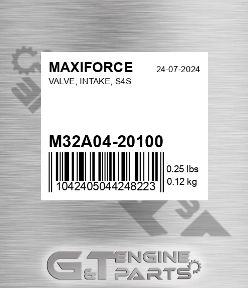 M32A04-20100 Valve, Intake, S4s for MAXIFORCE