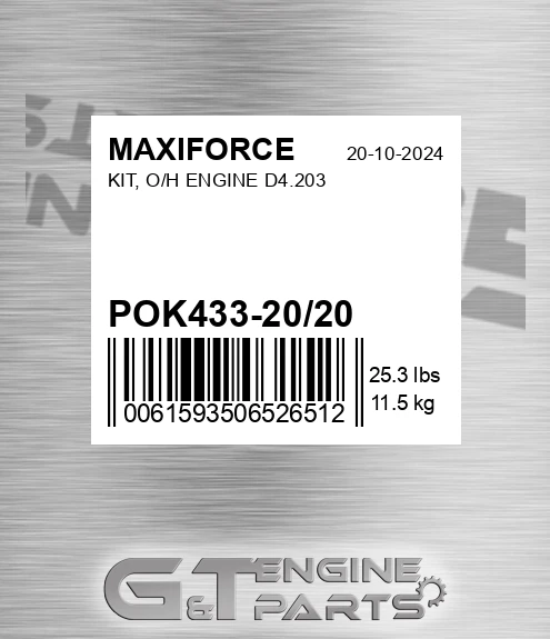POK433-20/20 Kit, O/h Engine D4.203 for MAXIFORCE