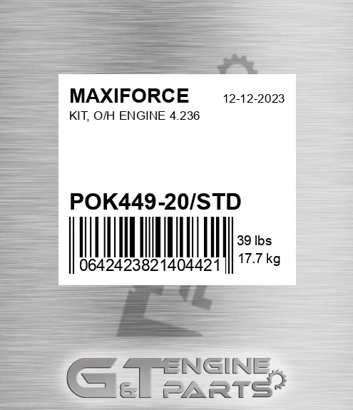 POK449-20/STD Kit, O/h Engine 4.236 for MAXIFORCE