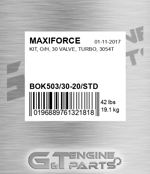 BOK503/30-20/STD Kit, O/h, 30 Valve, Turbo, 3054t for MAXIFORCE