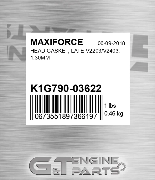 K1G790-03622 Head Gasket, Late V2203/v2403, 1.30mm for MAXIFORCE