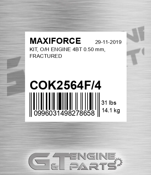 COK2564F/4 Kit, O/h Engine 4bt 0.50 Mm, Fractured for MAXIFORCE