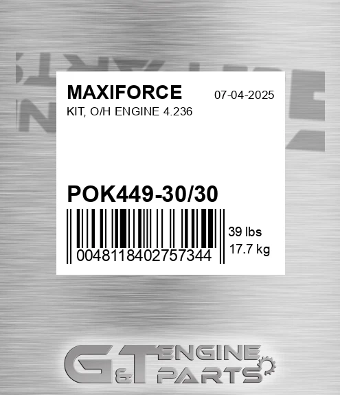 POK449-30/30 Kit, O/h Engine 4.236 for MAXIFORCE