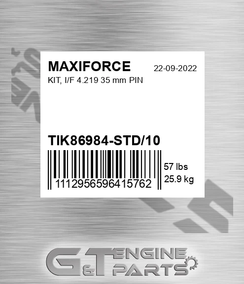 TIK86984-STD/10 Kit, I/f 4.219 35 Mm Pin for MAXIFORCE