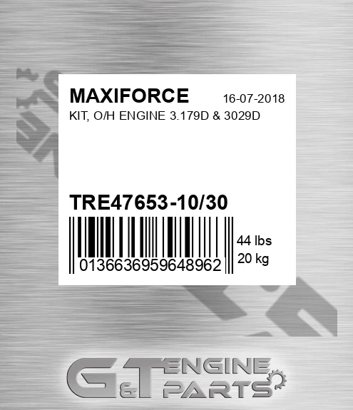 TRE47653-10/30 Kit, O/h Engine 3.179d & 3029d for MAXIFORCE