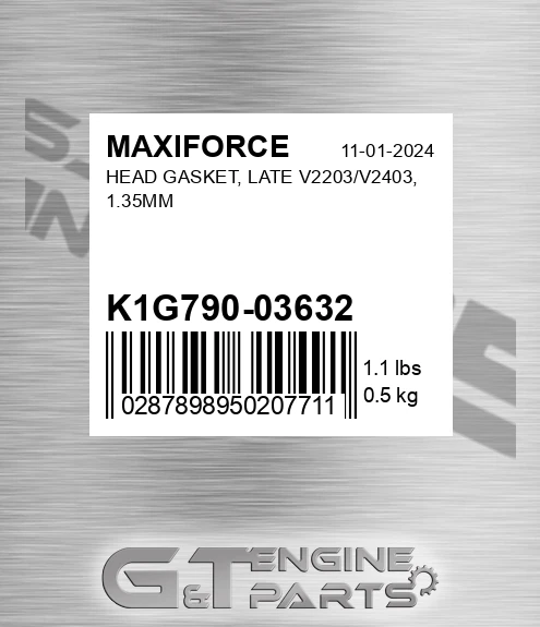 K1G790-03632 Head Gasket, Late V2203/v2403, 1.35mm for MAXIFORCE