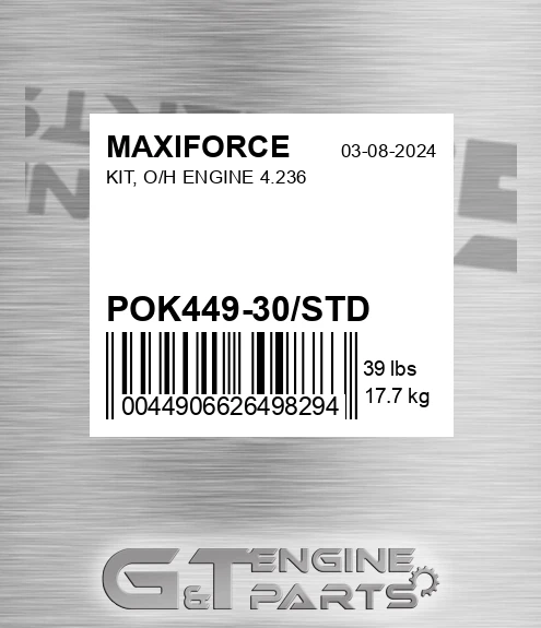 POK449-30/STD Kit, O/h Engine 4.236 for MAXIFORCE