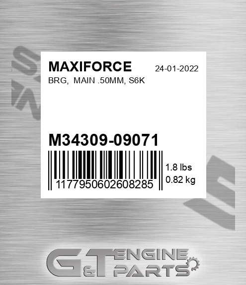 M34309-09071 Brg, Main .50mm, S6k for MAXIFORCE