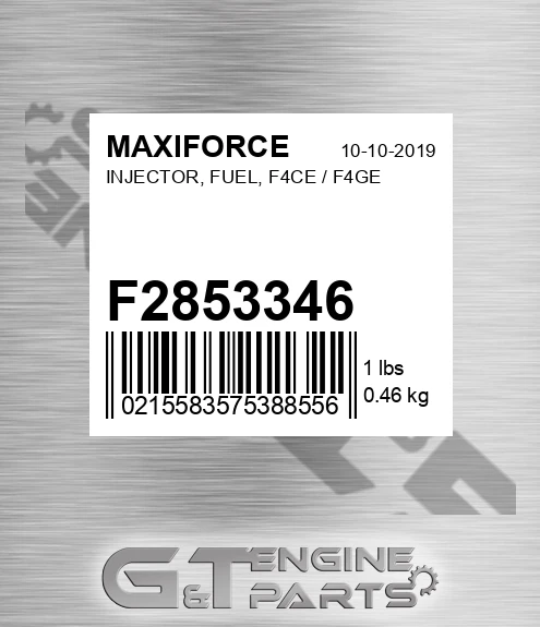 F2853346 Injector, Fuel, F4ce / F4ge for MAXIFORCE