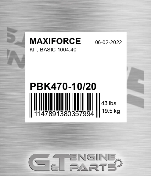 PBK470-10/20 Kit, Basic 1004.40 for MAXIFORCE