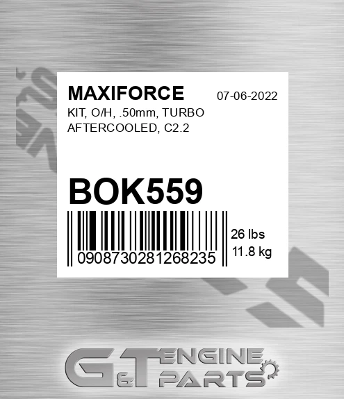 BOK559 Kit, O/h, .50mm, Turbo Aftercooled, C2.2 for MAXIFORCE