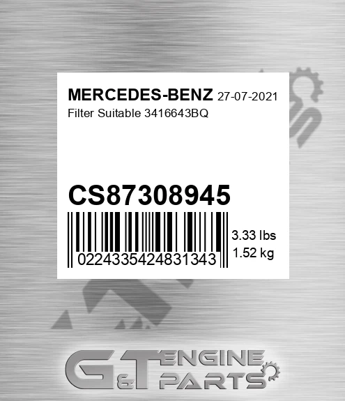 CS87308945 Filter Suitable 3416643bq