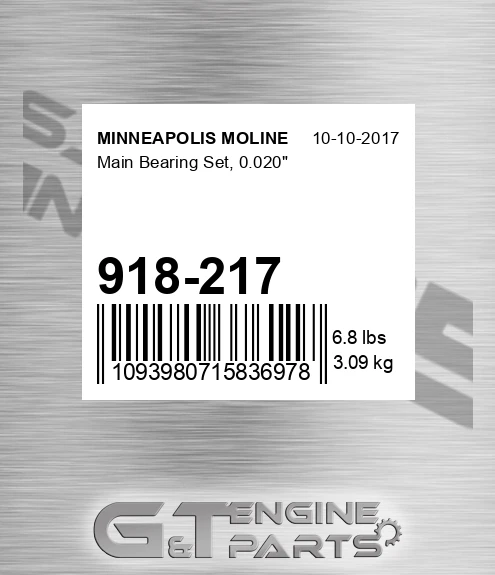 918-217 Main Bearing Set, 0.020" for MINNEAPOLIS MOLINE
