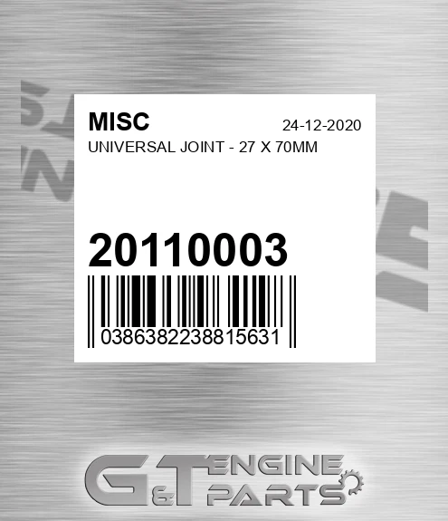 20110003 MISC Universal Joint - 27 X 70mm