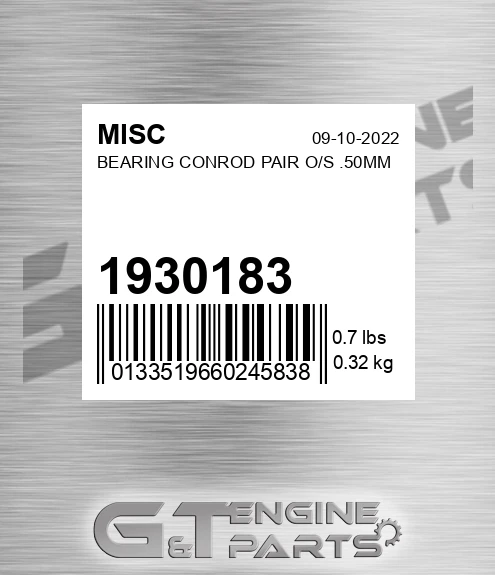 1930183 MISC Bearing Conrod Pair O/s .50mm
