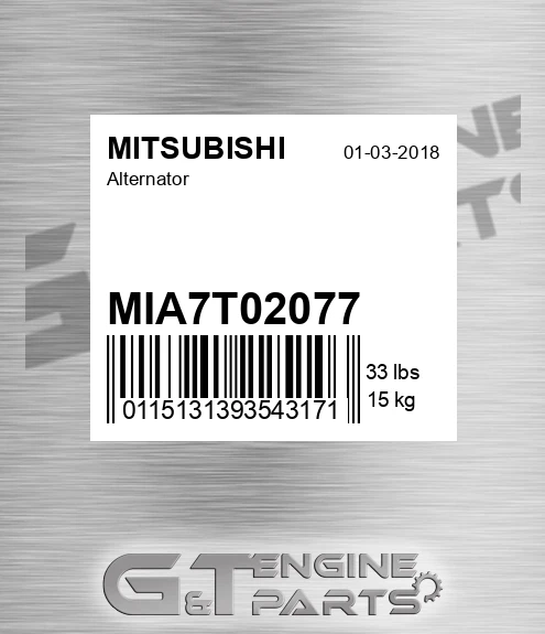 MIA7T02077 Alternator