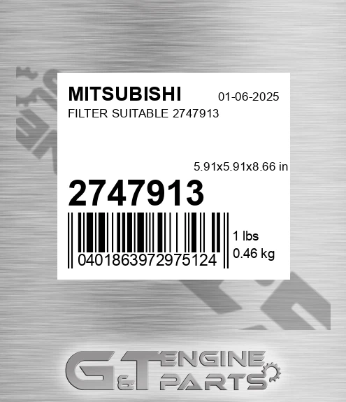 274-7913 Filter Suitable 2747913