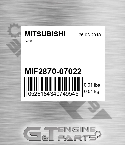 MIF2870-07022 Key