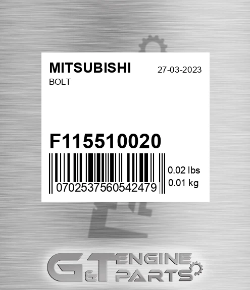 F1155-10020 Bolt for MITSUBISHI