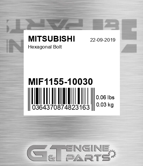 MIF1155-10030 Hexagonal Bolt
