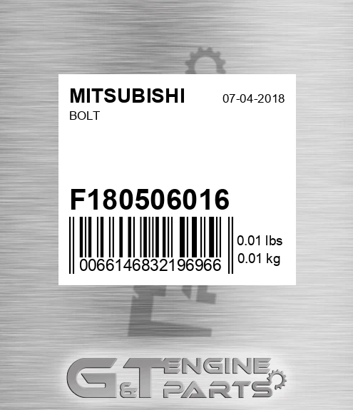 F180506016 Bolt