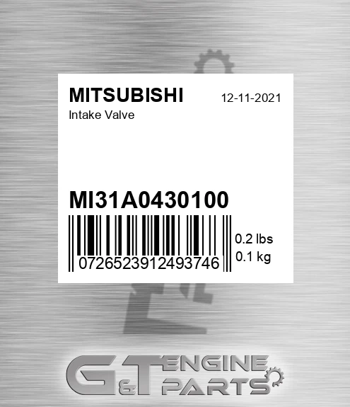MI31A0430100 Intake Valve for MITSUBISHI