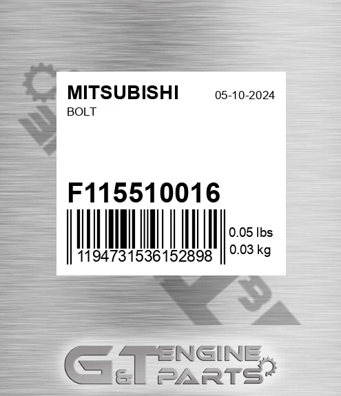 F115510016 Bolt