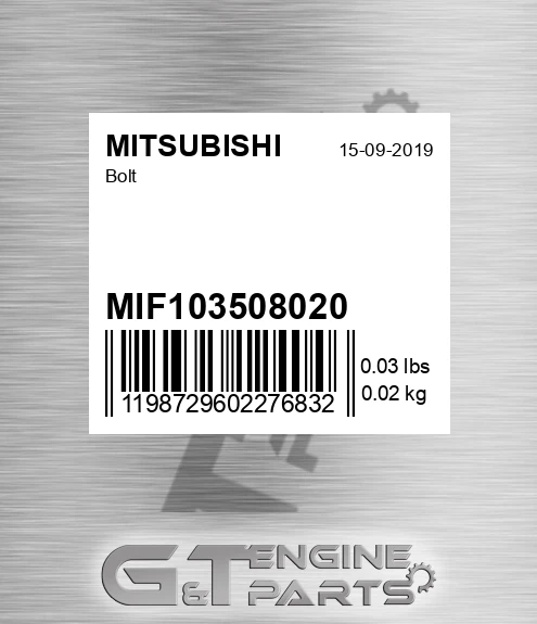 MIF103508020 Bolt