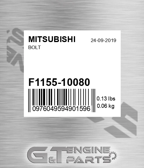 F1155-10080 Bolt