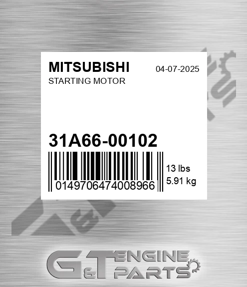 31A66-00102 Starting Motor