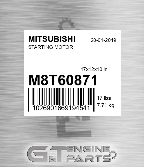 M8T60871 Starting Motor for MITSUBISHI