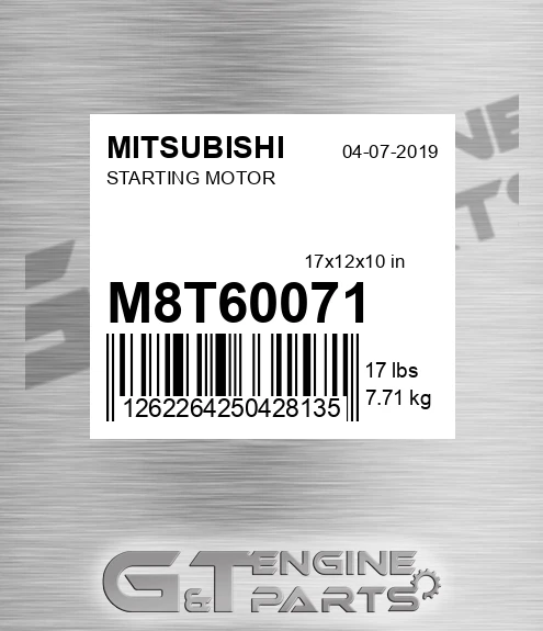 M8T60071 Starting Motor for MITSUBISHI