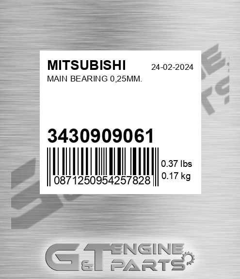 34309-09061 Main Bearing 0,25mm.