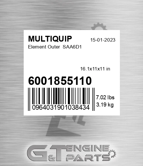 6001855110 Element Outer Saa6d1 for MULTIQUIP