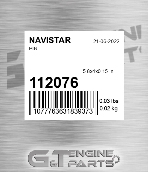 112076 Pin for NAVISTAR