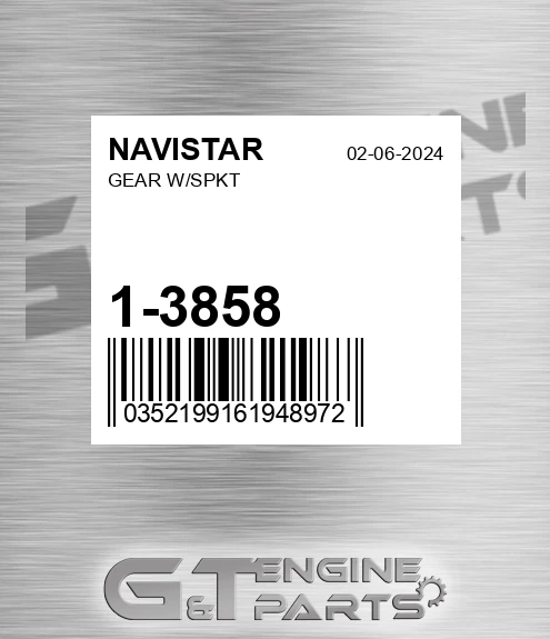 1-3858 Gear W/spkt for NAVISTAR