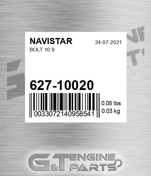 627-10020 Bolt 10.9