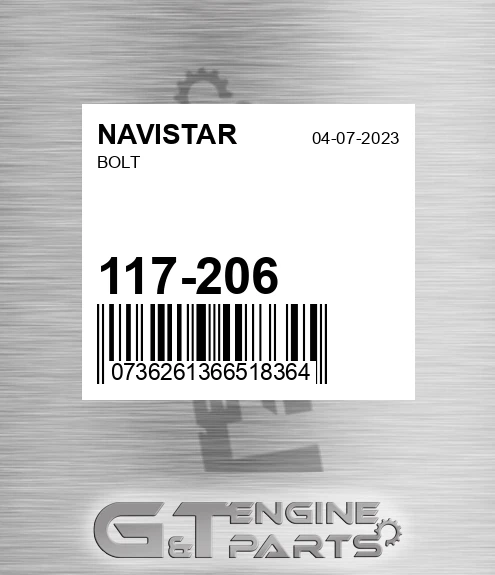 117-206 Bolt for NAVISTAR