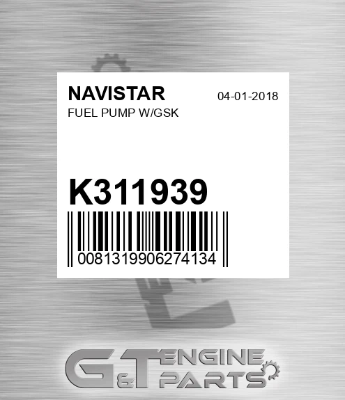 K311939 Fuel Pump W/gsk
