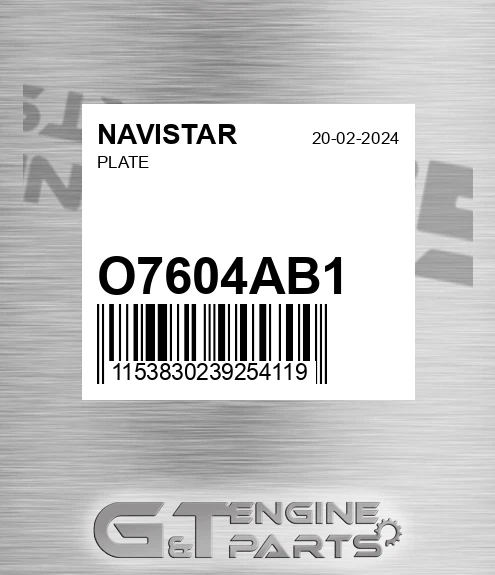 O7604AB1 NAVISTAR Plate