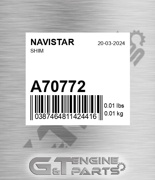 A70772 NAVISTAR Shim